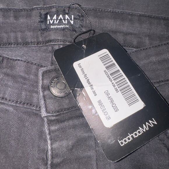 Boohooman Super Skinny Rip & Repair Biker Jeans men’s size 32R - Picture 8 of 9